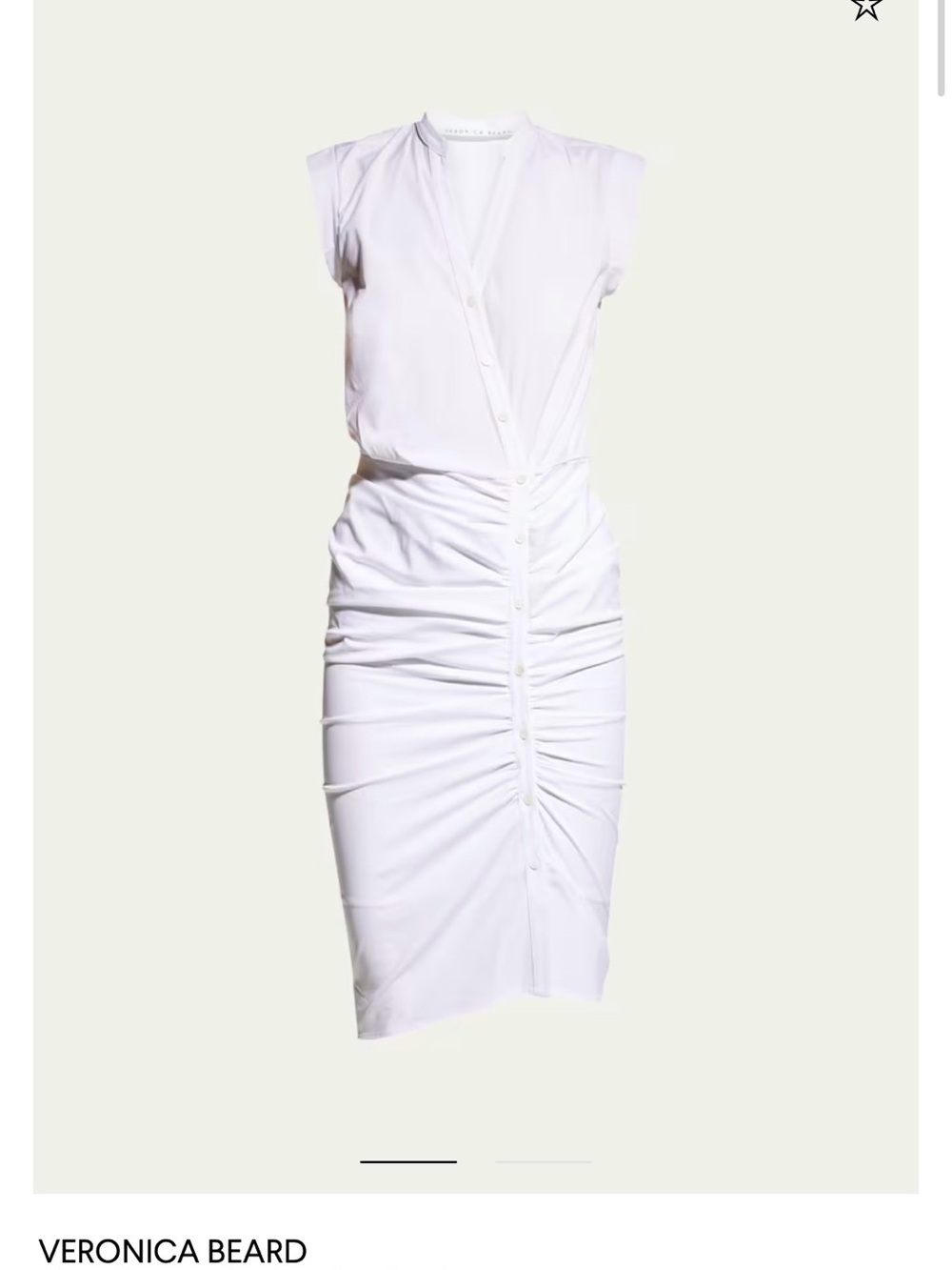 NWT- Veronica Beard White Ruched poplin shirt dress - size 0